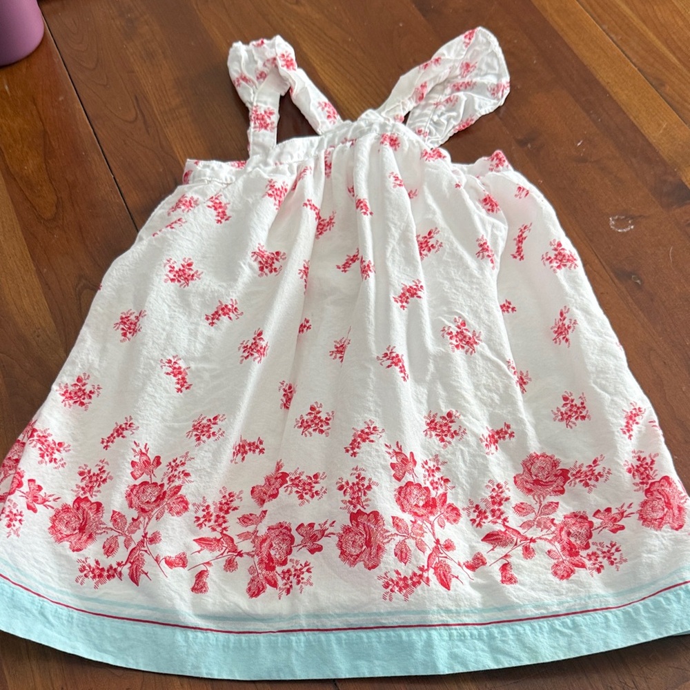 Janie and Jack Floral Dress with Blue Hem